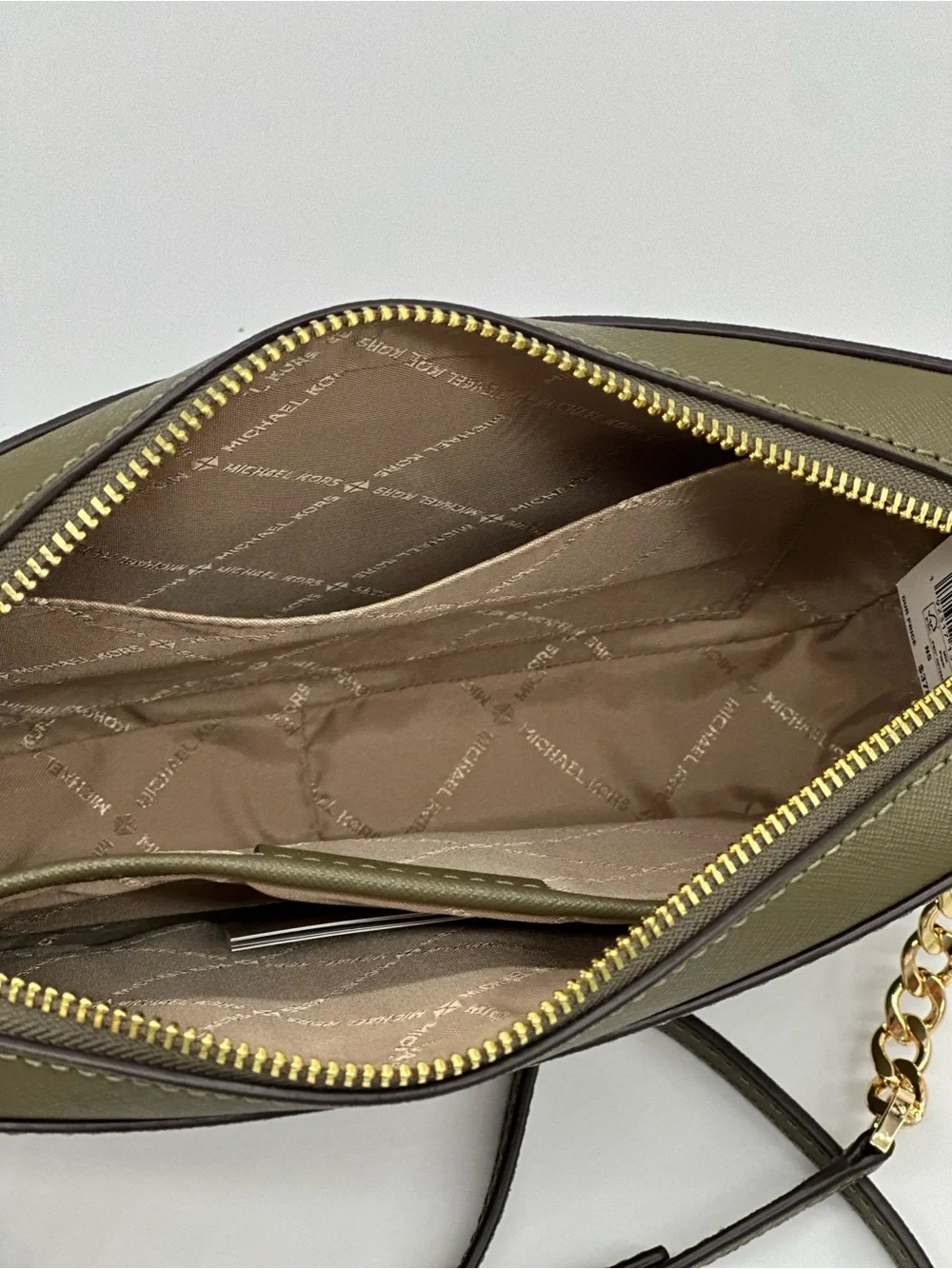 Michael Kors Olive Crossbody with Gold Chain Accent